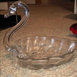 Glass Swan Candy Dish